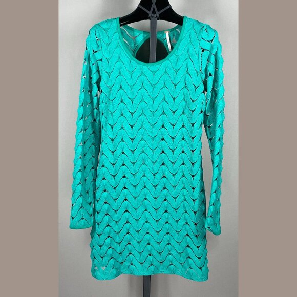 Free People Dresses & Skirts - Free People Dress Womens Small teal green boho pencil cocktail colorful